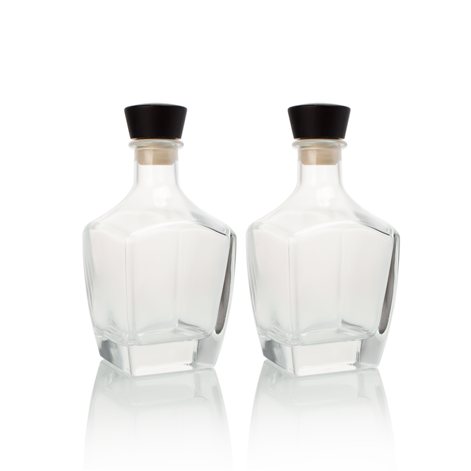 CHANGYOUGLASS Customizable Luxury Empty Square Clear Alcohol Glass Bottles With Cork Stopper Sizes Whiskey Brandy Tequila Gin